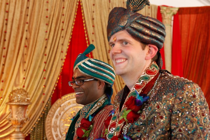 Rishi (left) and Dan married in 2011 in a traditional Hindu wedding. The couple are talking about their same-sex wedding and their individual journies in the hopes of creating awareness about LGBT issues. Supplied photo.