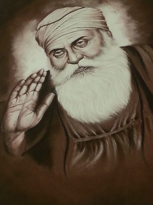 Prakash captures the serenity of Shri Guru Gobind with stunning results. The image was created using powdered sand.